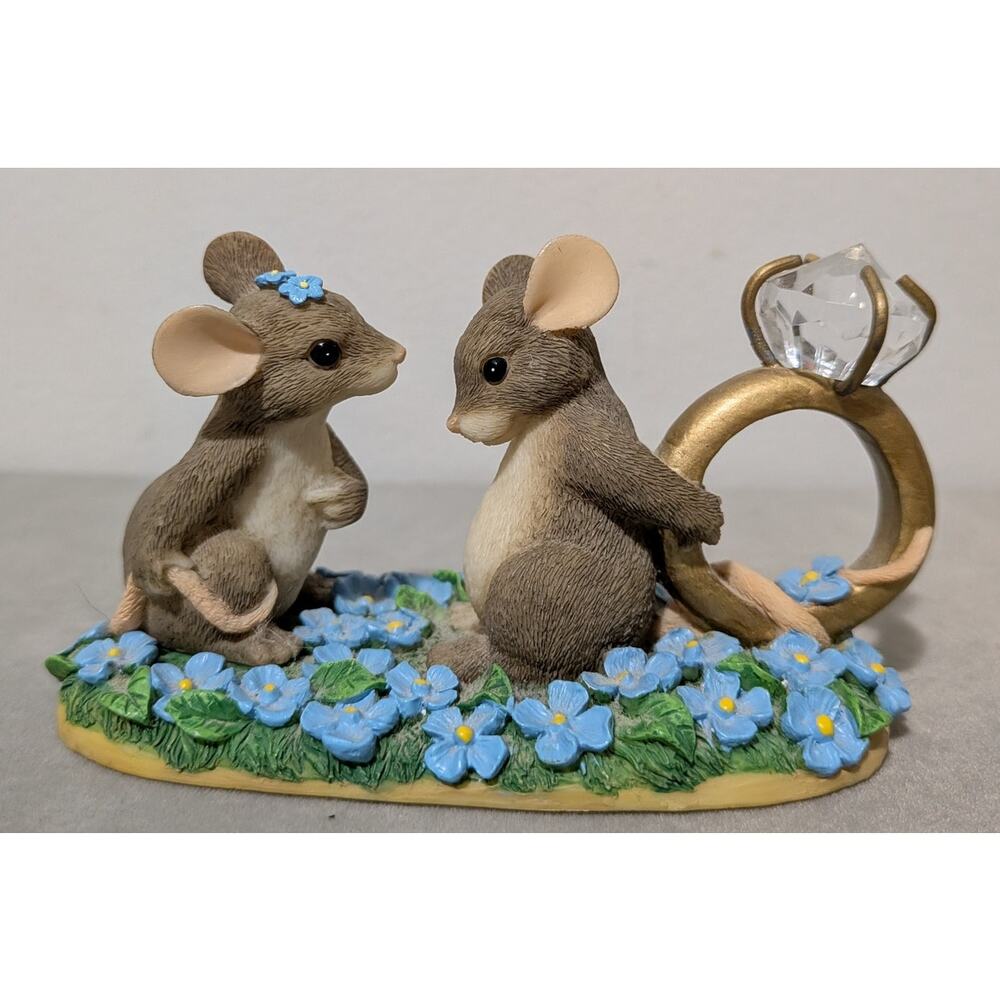 Vtg Charming Tails I Have A Question For You Figurine 89/603 Proposal Ring Mice - Picture 2 of 11